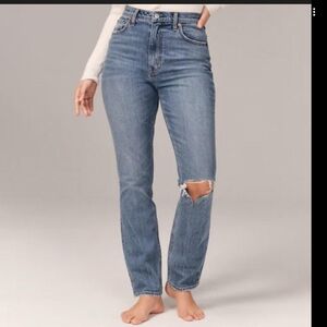 Abercrombie & Fitch Distressed Slim Straight  Ultra High Rise Curve Love Size 16